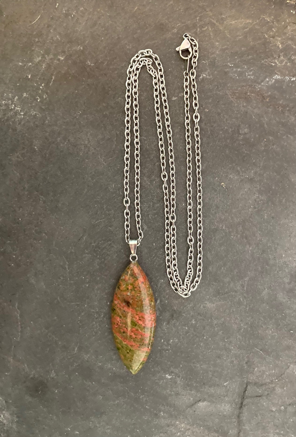 Unakite Marquise Cut Gemstone Pendant